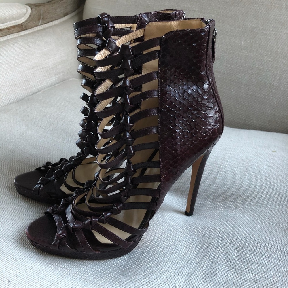Alexandre Birman Booties Caged Snakeskin Purple - Picture 3 of 7